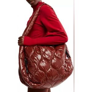 Free People FP Movement Surplus Shine Carryall Bag Burgundy Red